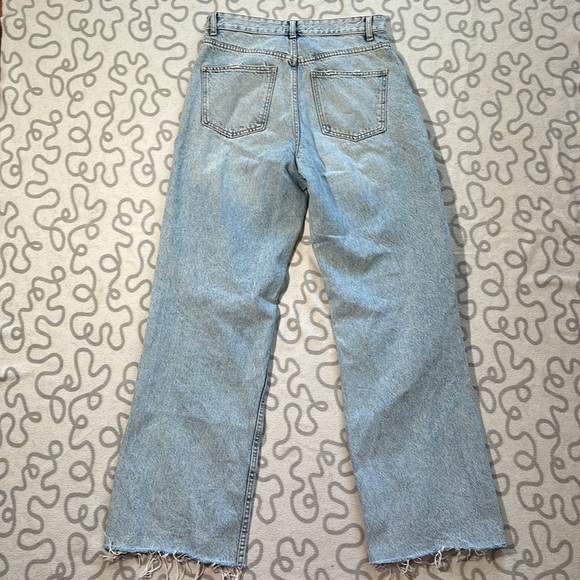 Zara Wide Leg Distressed Light Wash Jeans - Picture 2 of 4